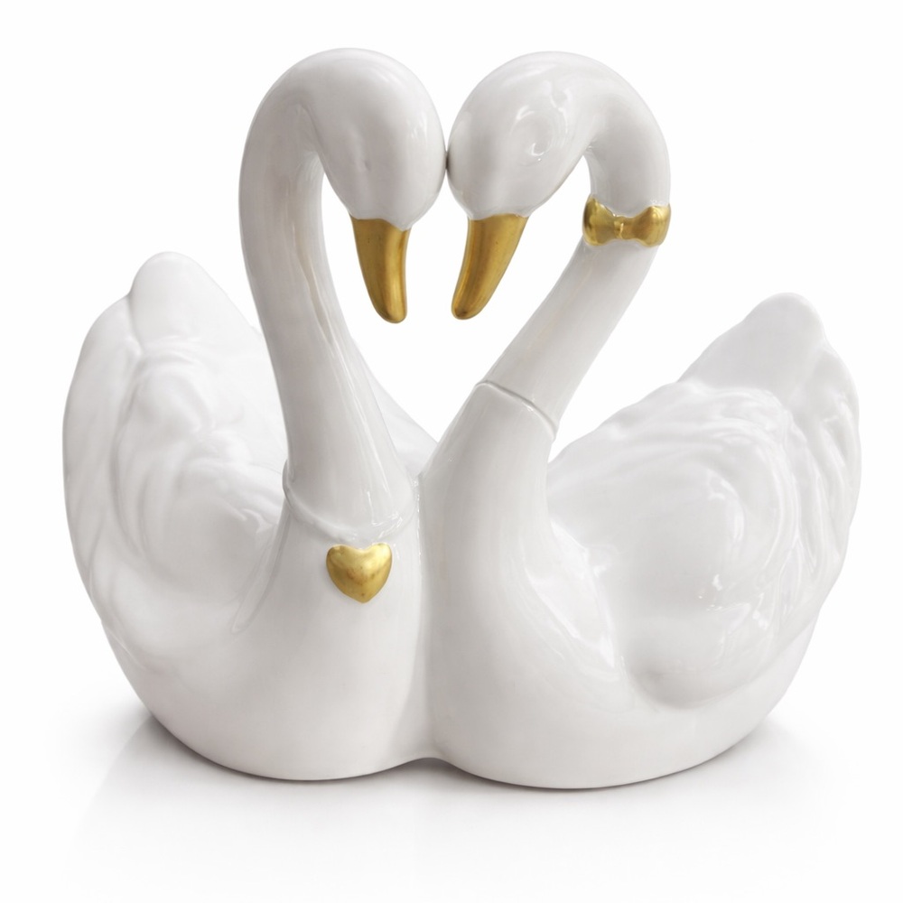 Elegant White & Gold Swan Heart Centerpiece Inspired by Endless Love by Lladro